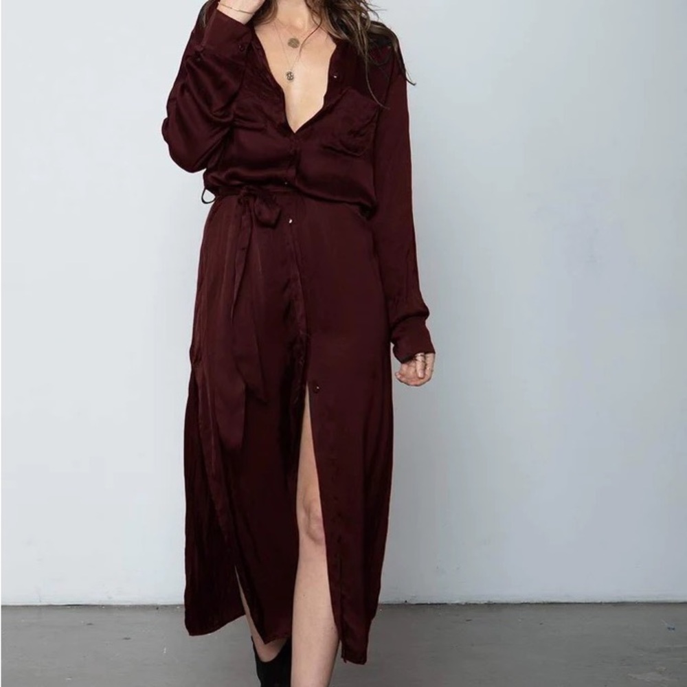 Stillwater Darian Shirt Dress - Deep Red - Picture 3 of 3